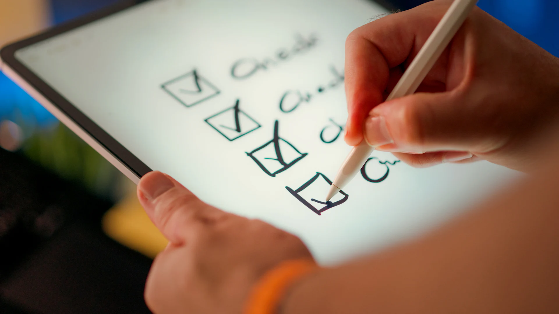 A hand ticks off items on a paper checklist during an AI agent maintenance review