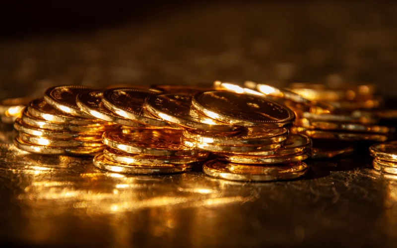 A pile of shiny gold coins