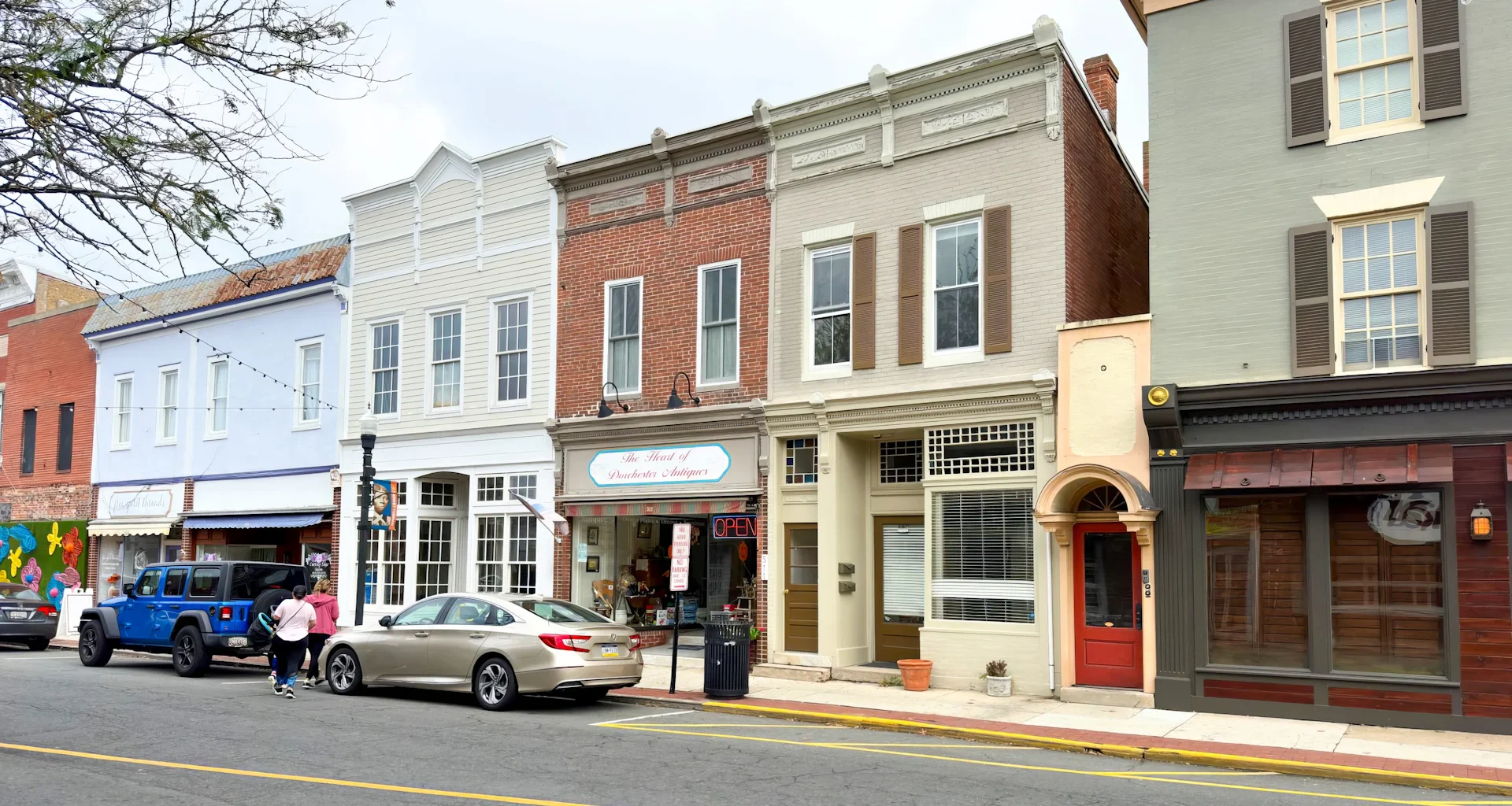 A row of buildings on a city street