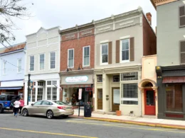A row of buildings on a city street