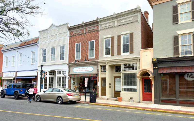 A row of buildings on a city street