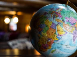 Desk globe on table