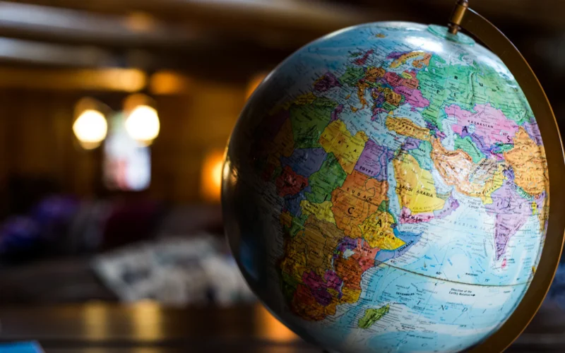 Desk globe on table