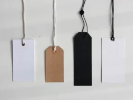 Four paper card tags