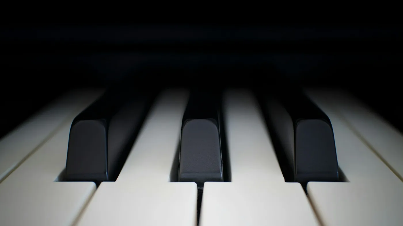 Close view of piano keys