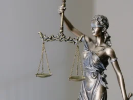 Lady justice statue with scales and sword