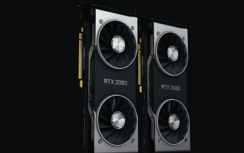 Two desktop graphics cards on a dark background, the kind of local hardware needed to run Meta Muse Glimmer in-house