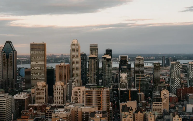 Montreal skyline at dusk, home of LawZero and its Scientist AI project