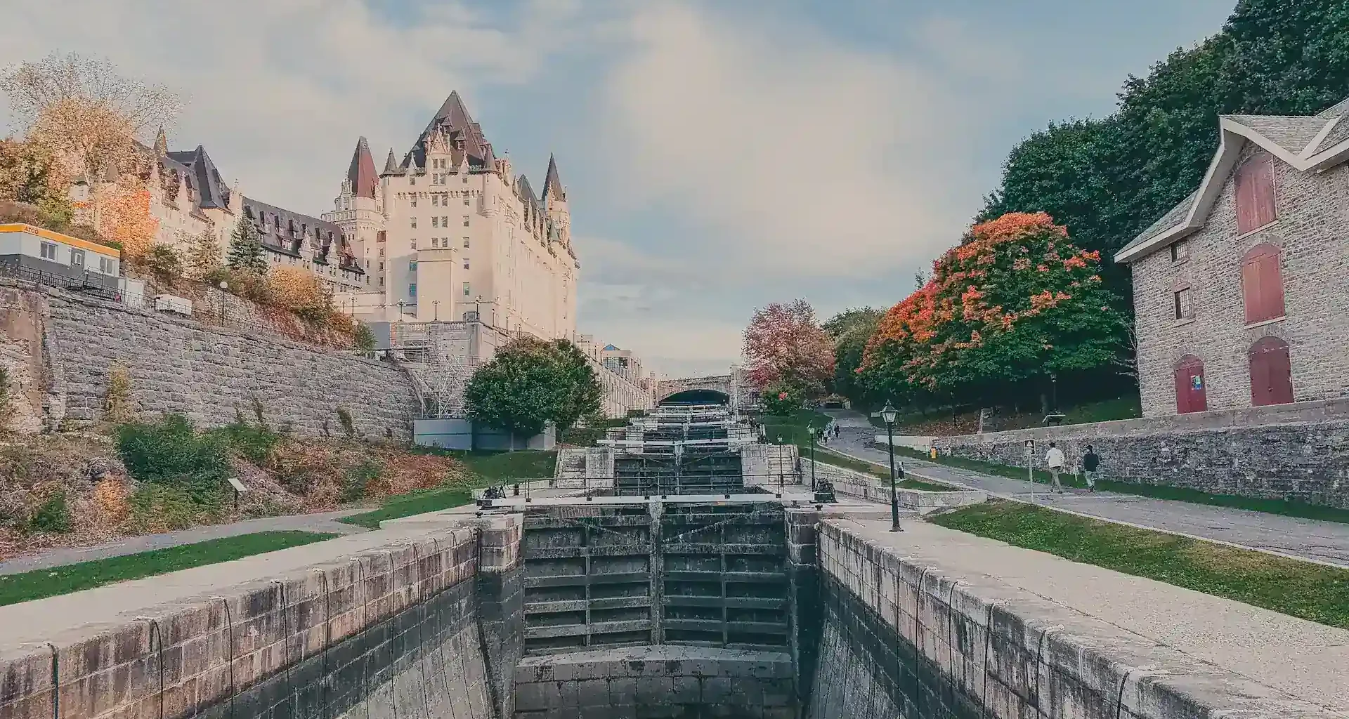 Rideau Canal locks in Ottawa in autumn, the city where the AI governance challenge sponsor is based