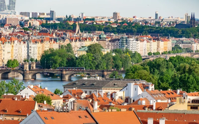 Aerial view of Prague, home of AISLE, which Cohere plans to acquire