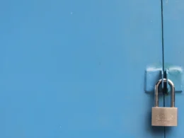 A silver padlock close up.